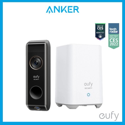 Anker eufy Security S330视频门铃双摄像头（电池供电），带HomeBase，无线门铃摄像头，免月费，16GB本地存储（E8213）